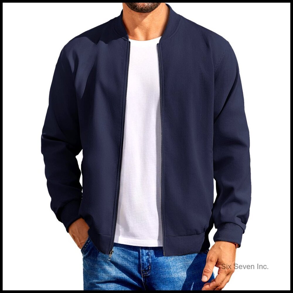 Cotton Bomber Jacket Lightweight Softshell Casual Flight Style Varsity